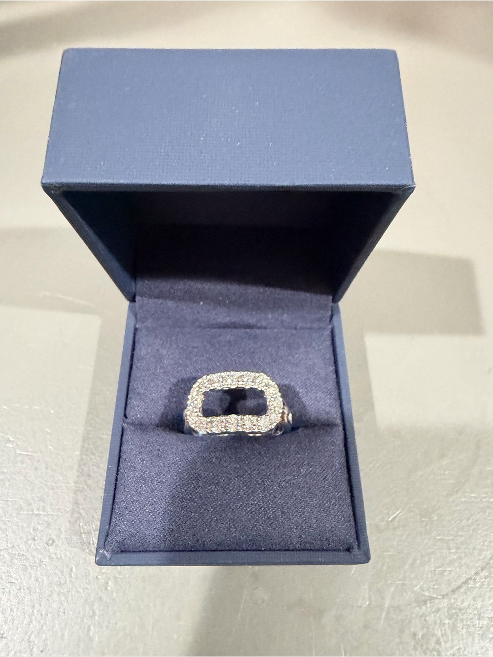 1.10ct Lab Diamond Paperclip Ring, Sterling Silver, Size 7.25